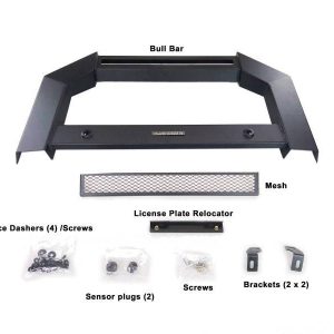 Black Horse Off Road Bull Bar, Armour, Flat Rugged Style, Powder Coated, Matte Black, Steel, Without Skid Plate, Without Light Bar – AB-JE01-NL