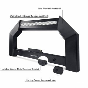 Black Horse Off Road Bull Bar, Armour, Flat Rugged Style, Powder Coated, Matte Black, Steel, Without Skid Plate, Without Light Bar – AB-TO54-NL