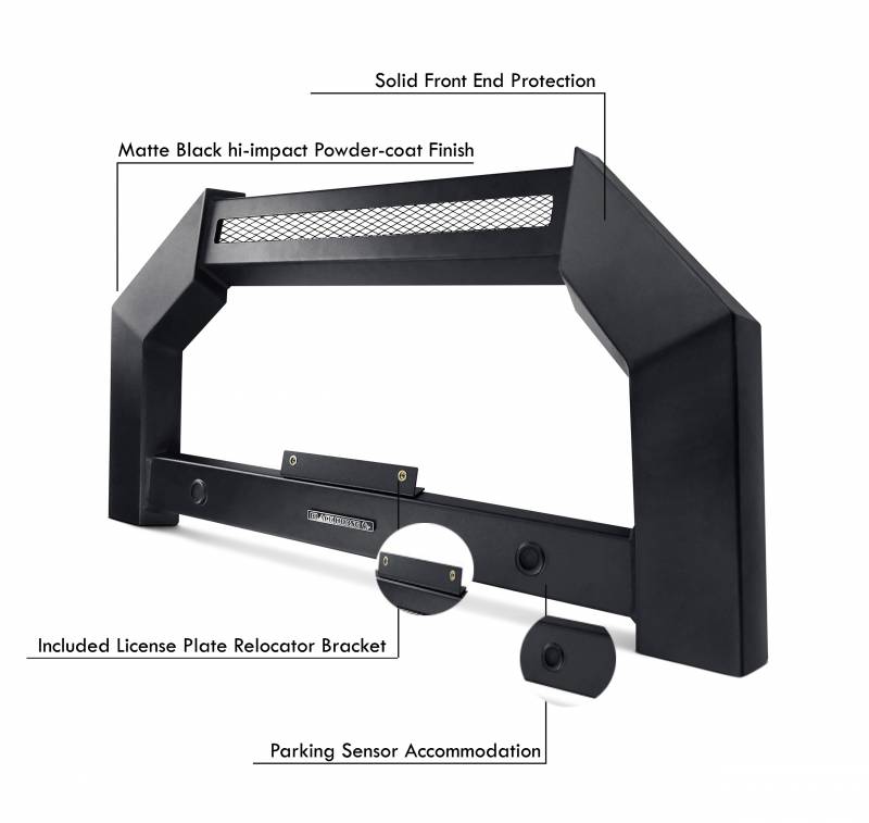 Black Horse Off Road Bull Bar, Armour, Flat Rugged Style, Powder Coated, Matte Black, Steel, Without Skid Plate, Without Light Bar – AB-TO54-NL
