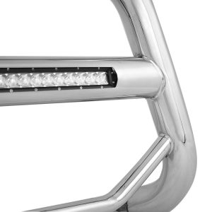 Black Horse Off Road Bull Bar, Max Beacon, 2-1/2 Inch Diameter Tube, Polished, Stainless Steel, Without Skid Plate – MAB-TOF5307S