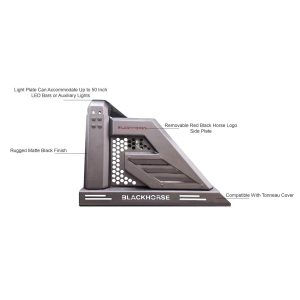 Black Horse Off Road Bed Cargo Rack, Armour II, With 50 Inch Light Bar Mounting Plate, Powder Coated, Steel – AR2-03B