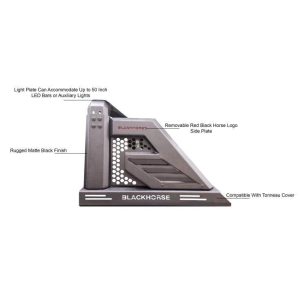 Black Horse Off Road Bed Cargo Rack, Armour II, With 50 Inch Light Bar Mounting Plate, Powder Coated, Steel – AR2-03B