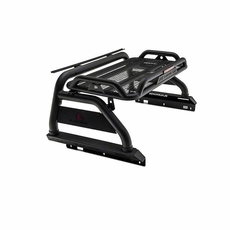 Black Horse Off Road Truck Bed Bar, Atlas, 4 Inch Diameter Tube Style, Holds Up to 150 Pounds of Cargo/ Holds Light Bar Up to 50 Inch Length – ATRB9BK