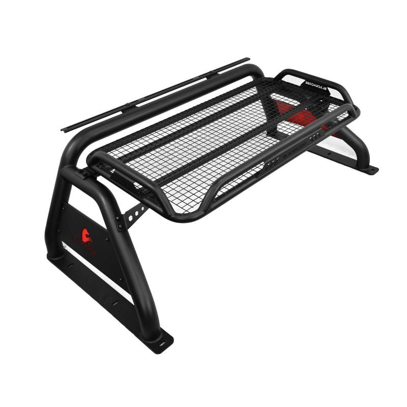 Black Horse Off Road Truck Bed Bar, Atlas, 4 Inch Diameter Tube Style, Holds Up to 150 Pounds of Cargo/ Holds Light Bar Up to 50 Inch Length – ATRB9BK