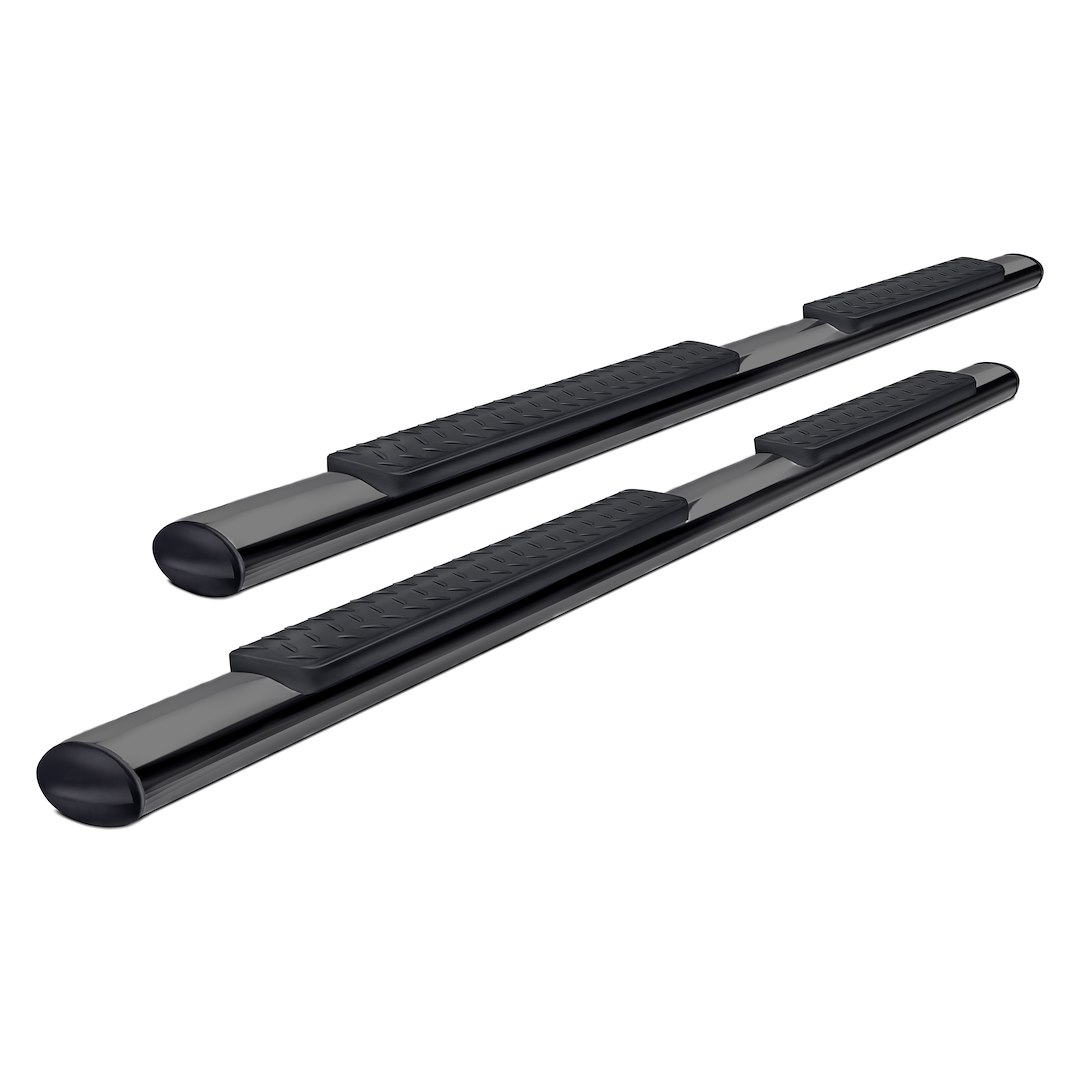 Black Horse Off Road Nerf Bar, Replica, With Step Pads, 4 Inch Round Straight, Powder Coated, Steel, Rocker Panel Mount – 9B070203AOV