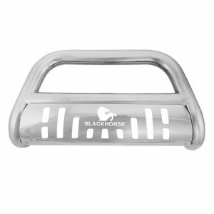 Black Horse Off Road Bull Bar, 2-1/2 Inch Diameter Tube, Polished, Stainless Steel, With Skid Plate, Without Light Bar – BB030709-SP