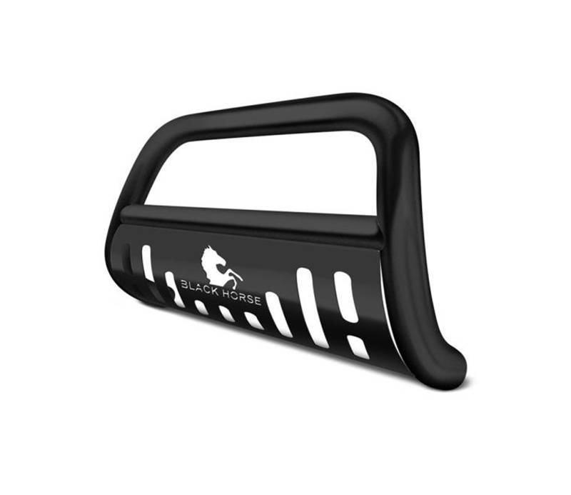 Black Horse Off Road Bull Bar, 2-1/2 Inch Diameter Tube, Powder Coated, Steel, With Skid Plate, Without Lights – BB093904A-SP