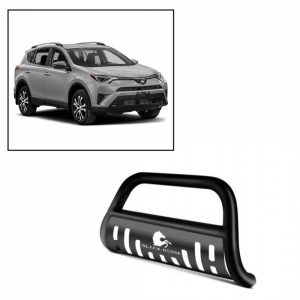 Black Horse Off Road Bull Bar, 2-1/2 Inch Diameter Tube, Powder Coated, Steel, With Skid Plate, Without Lights – BB093904A-SP