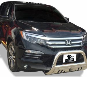 Black Horse Off Road Bull Bar, 2-1/2 Inch Diameter Tube, Polished, Stainless Steel, With Skid Plate, Without Light Bar – BB158107-SP