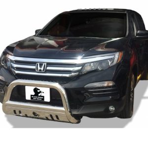 Black Horse Off Road Bull Bar, 2-1/2 Inch Diameter Tube, Polished, Stainless Steel, With Skid Plate, Without Light Bar – BB158107-SP