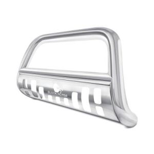 Black Horse Off Road Bull Bar, 2-1/2 Inch Diameter Tube, Polished, Stainless Steel, With Skid Plate, Without Light Bar – BBDG115-SP