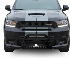 Black Horse Off Road Bull Bar, 2-1/2 Inch Diameter Tube, Powder Coated, Steel, With Skid Plate, Without Light Bar – BBDG700A-SP