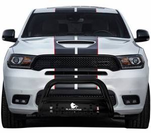 Black Horse Off Road Bull Bar, 2-1/2 Inch Diameter Tube, Powder Coated, Steel, With Skid Plate, Without Light Bar – BBDG700A-SP