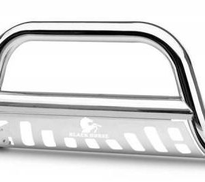 Black Horse Off Road Bull Bar, 2-1/2 Inch Diameter Tube, Polished, Stainless Steel, With Skid Plate, Without Light Bar – BBGT30-SP