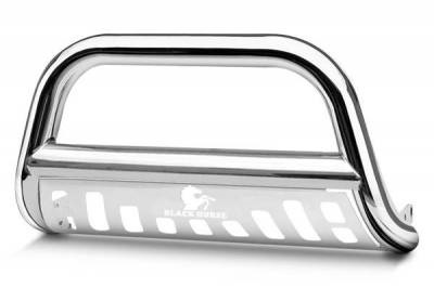 Black Horse Off Road Bull Bar, 2-1/2 Inch Diameter Tube, Polished, Stainless Steel, With Skid Plate, Without Light Bar – BBGT30-SP