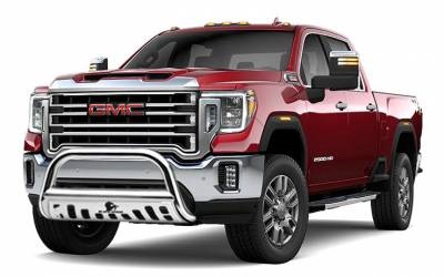Black Horse Off Road Bull Bar, 2-1/2 Inch Diameter Tube, Polished, Stainless Steel, With Skid Plate, Without Light Bar – BBGT30-SP