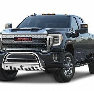 Black Horse Off Road Bull Bar, 2-1/2 Inch Diameter Tube, Polished, Stainless Steel, With Skid Plate, Without Light Bar – BBGT30-SP