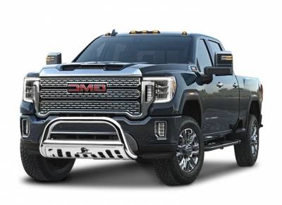 Black Horse Off Road Bull Bar, 2-1/2 Inch Diameter Tube, Polished, Stainless Steel, With Skid Plate, Without Light Bar – BBGT30-SP