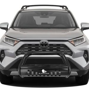 Black Horse Off Road Bull Bar, 2-1/2 Inch Diameter Tube, Powder Coated, Steel, With Skid Plate, Without Light Bar – CBB-TOB4802SP