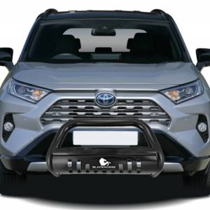 Black Horse Off Road Bull Bar, 2-1/2 Inch Diameter Tube, Powder Coated, Steel, With Skid Plate, Without Light Bar – CBB-TOB4802SP