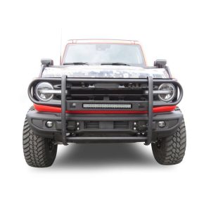 Black Horse Off Road Grille Guard, Beacon, Powder Coated, Steel, Modular, 1-1/2 Inch Diameter, With Brush Guard, Without Skid Plate – BGFB21
