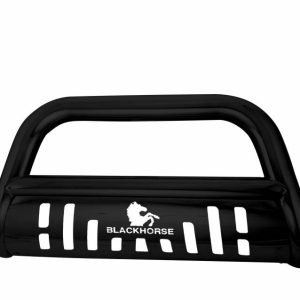 Black Horse Off Road Bull Bar, 2-1/2 Inch Diameter Tube, Powder Coated, Steel, With Skid Plate, Without Light Bar – CBB-NIA1702SP