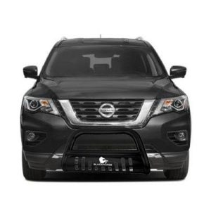 Black Horse Off Road Bull Bar, 2-1/2 Inch Diameter Tube, Powder Coated, Steel, With Skid Plate, Without Light Bar – CBB-NIA1802SP