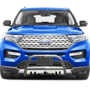 Black Horse Off Road Bull Bar, 2-1/2 Inch Diameter Tube, Polished, Stainless Steel, With Skid Plate, Without Light Bar – CBS-FOB502SP