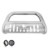 Black Horse Off Road Bull Bar, 2-1/2 Inch Diameter Tube, Polished, Stainless Steel, With Skid Plate – CBS-GMC3105SP-PLFB