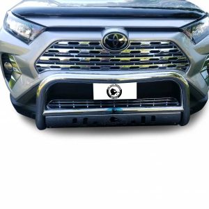 Black Horse Off Road Bull Bar, 2-1/2 Inch Diameter Tube, Polished, Stainless Steel, With Skid Plate, Without Light Bar – CBS-TOB4802SP