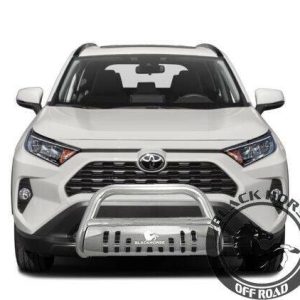 Black Horse Off Road Bull Bar, 2-1/2 Inch Diameter Tube, Polished, Stainless Steel, With Skid Plate, Without Light Bar – CBS-TOB4802SP