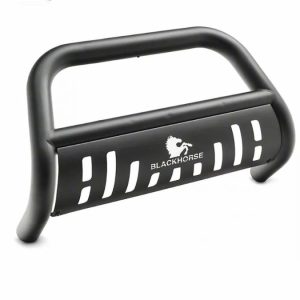 Black Horse Off Road Bull Bar, 2-1/2 Inch Diameter Tube, Powder Coated, Steel, With Skid Plate, Without Light Bar – CBB-B8902SP