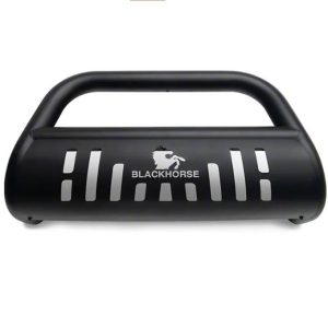 Black Horse Off Road Bull Bar, 2-1/2 Inch Diameter Tube, Powder Coated, Steel, With Skid Plate, Without Light Bar – CBB-NIA902SP