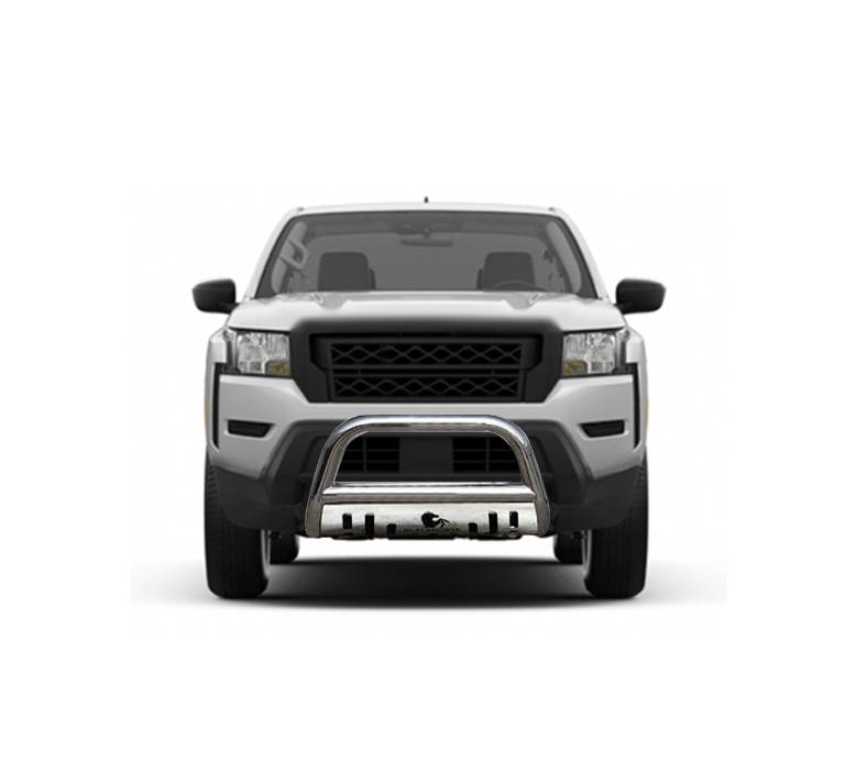 Black Horse Off Road Bull Bar, 2-1/2 Inch Diameter Tube, Polished, Stainless Steel, With Skid Plate, Without Light Bar – CBS-C6502SP