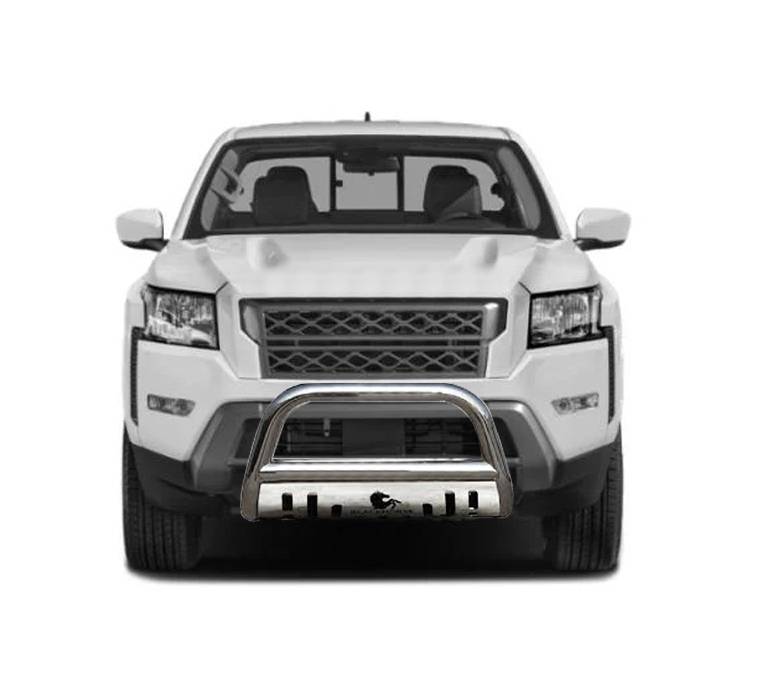 Black Horse Off Road Bull Bar, 2-1/2 Inch Diameter Tube, Polished, Stainless Steel, With Skid Plate, Without Light Bar – CBS-C6502SP