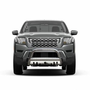 Black Horse Off Road Bull Bar, 2-1/2 Inch Diameter Tube, Polished, Stainless Steel, With Skid Plate, Without Light Bar – CBS-C6502SP