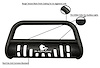 Black Horse Off Road Bull Bar, T, 2-1/2 Inch Diameter Tube, Powder Coated, Textured Black, Steel, With Skid Plate, Without Light Bar – CBT-B261SP