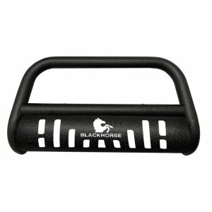 Black Horse Off Road Bull Bar, T, 2-1/2 Inch Diameter Tube, Powder Coated, Textured Black, Steel, With Skid Plate, Without Light Bar – CBT-F507SP