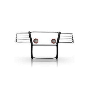 Black Horse Off Road Grille Guard, 3-Piece Modular, Polished, Stainless Steel, 1-1/2 Inch Diameter, With Brush Guard – 17DG109MSS-PLFR