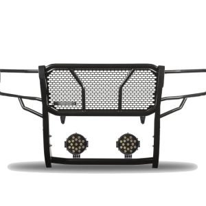 Black Horse Off Road Grille Guard, Rugged Series, 3-Piece Modular, Semi-Gloss Powder Coat, Steel, 2-1/4 Inch Bar Diameter – RU-DORA19-B-PLB