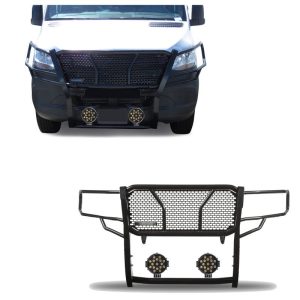 Black Horse Off Road Grille Guard, Rugged Series, 3-Piece Modular, Semi-Gloss Powder Coat, Steel, 2-1/4 Inch Bar Diameter – RU-DOSP19-B-PLB
