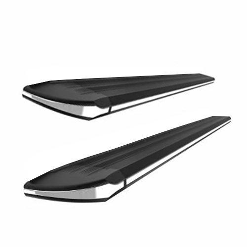 Black Horse Off Road Running Board, Exceed, 5-1/2 Inch Width, Black with Chrome Trim, Aluminum, Unlighted, With Mounting Hardware – EX-F576