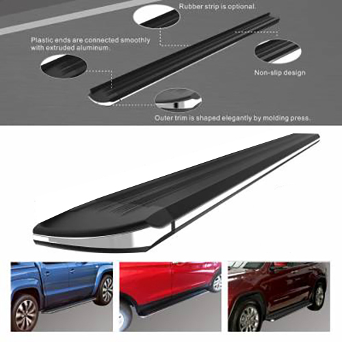 Black Horse Off Road Running Board, Exceed, 5-1/2 Inch Width, Black with Chrome Trim, Aluminum, Unlighted, With Mounting Hardware – EX-G770