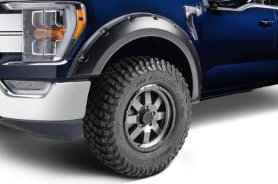 Black Horse Off Road Fender Flare, Riveted Look, Bolt-On/ May Need Drilling, Paintable, Low Gloss, Thermoplastic Polyolefin, Set of 4 – FF-FOF18SM