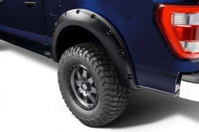 Black Horse Off Road Fender Flare, Riveted Look, Bolt-On/ May Need Drilling, Paintable, Low Gloss, Thermoplastic Polyolefin, Set of 4 – FF-FOF18SM