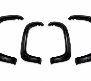 Black Horse Off Road Fender Flare, Pocket Riveted Look, Bolt-On/ May Need Drilling, Paintable, Low Gloss, ABS Plastic, Set of 4 – FF-TT22SM