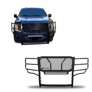 Black Horse Off Road Grille Guard, Rugged Series, 3-Piece Modular, Powder Coated, Steel, 2-1/4 Inch Diameter – RU-FOF115-B-KIT