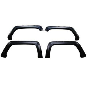 Black Horse Off Road Fender Flare, Riveted Look, Bolt-On/ May Need Drilling, Paintable, Low Gloss, Polypropylene, Set of 4 – FPSSI16