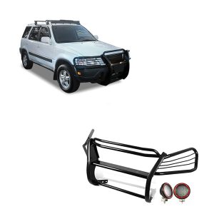 Black Horse Off Road Grille Guard, 3-Piece Modular, Powder Coated, Steel, 1-1/2 Inch Diameter, With Brush Guard, Without Skid Plate – PG24001MA-PLFR