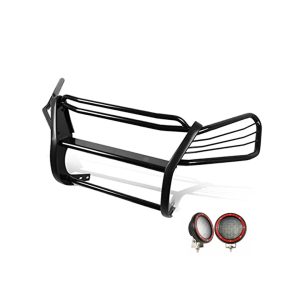 Black Horse Off Road Grille Guard, 3-Piece Modular, Powder Coated, Steel, 1-1/2 Inch Diameter, With Brush Guard, Without Skid Plate – PG24001MA-PLFR